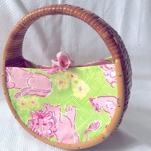 Vintage Lilly Pulitzer Wicker Round Purse